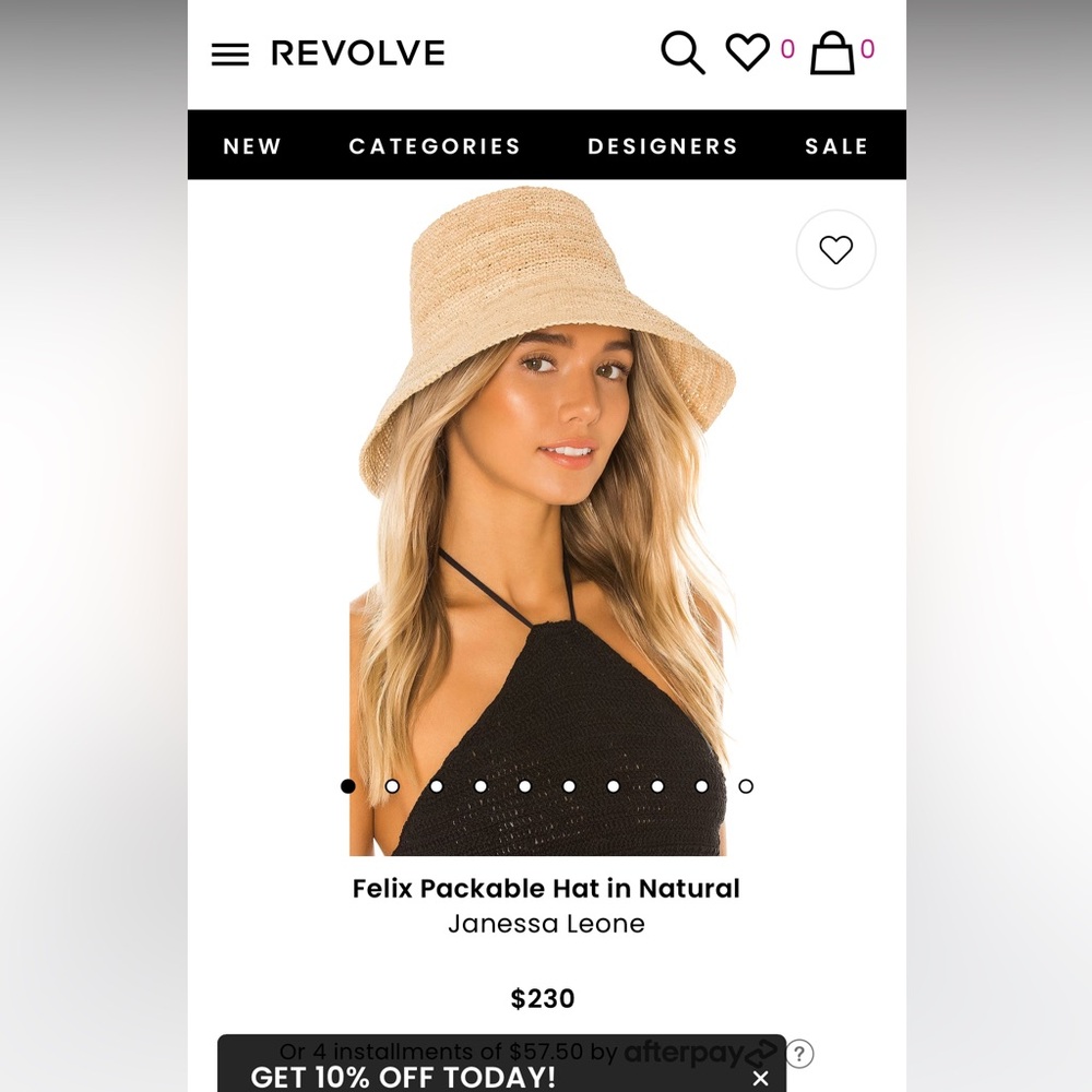 Janessa Leone Felix packable hat in natural, size MEDIUM